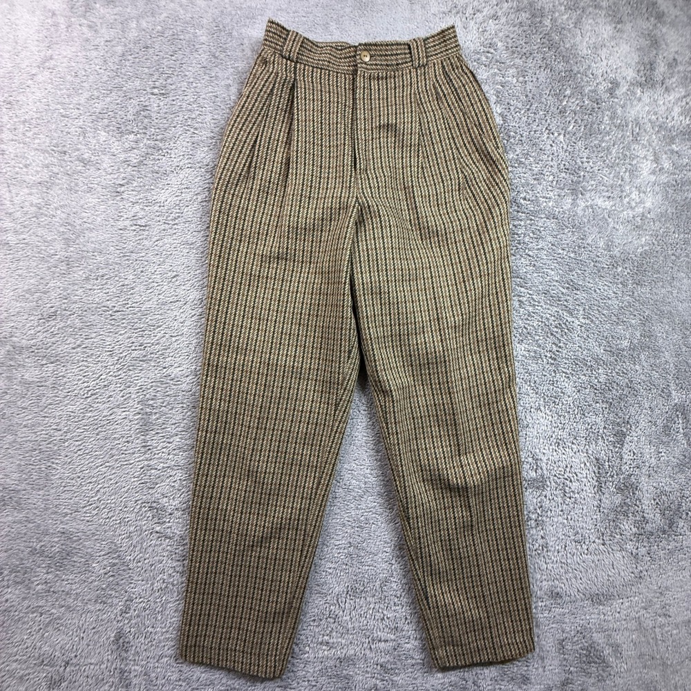 Vintage Fundamental Things Trousers Womens 4P Brown Wool Blend Herringbone Pants